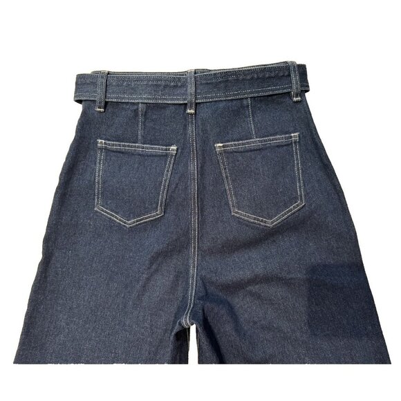 Mink Pink Australian, Wide Leg Jeans, tie belt, dark blue, 29.5 inseam - Picture 6 of 9